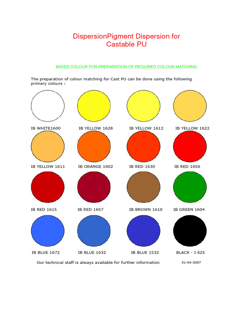 Castable PU Colour Matching Guide | PDF