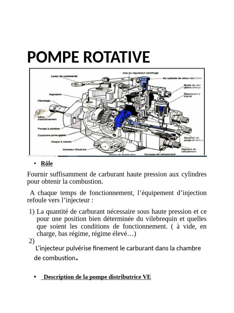 Fonctionnement de la Pompe Rotative | PDF | Injection (moteur) | Pompe