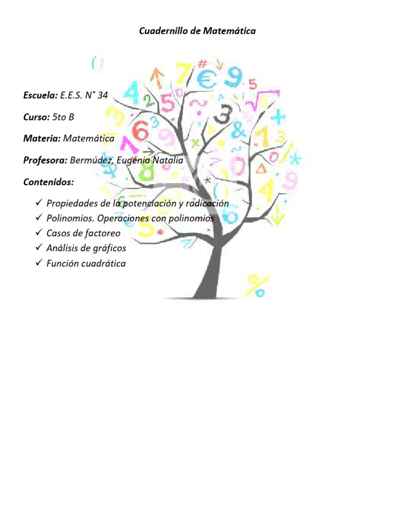 Cuadernillo de Matemática 5to B | PDF | Factorización | Matemáticas