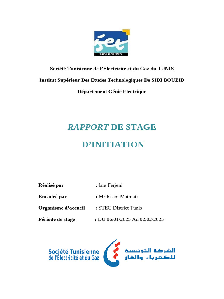 Rapport de stage à la STEG Tunis | PDF | Réseau électrique | Gaz naturel