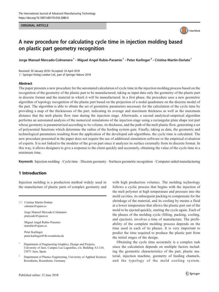 Automated Cycle Time Calculation in Injection Molding | PDF | Geometry ...