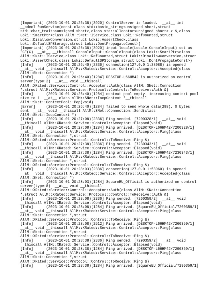Control Server Connection Logs | PDF | Computer Programming | Computing