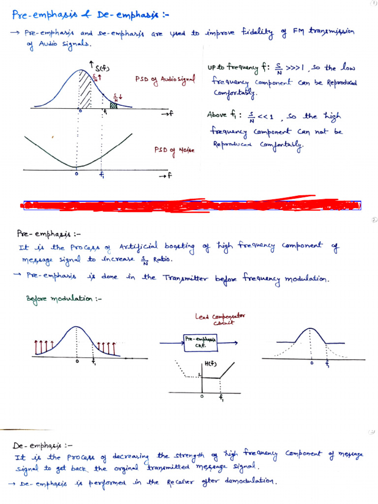 Pre-emphasis and De-emphasis in FM | PDF