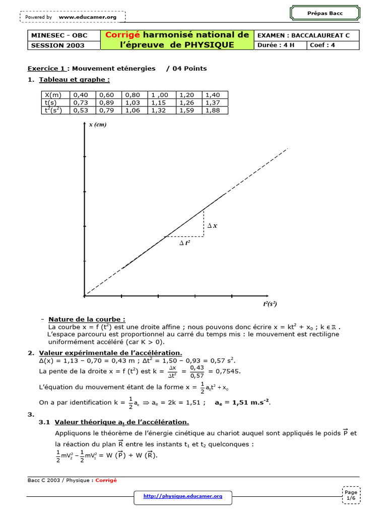 Corrigé Bac C 2003 - Physique | PDF | Satellite | Physique