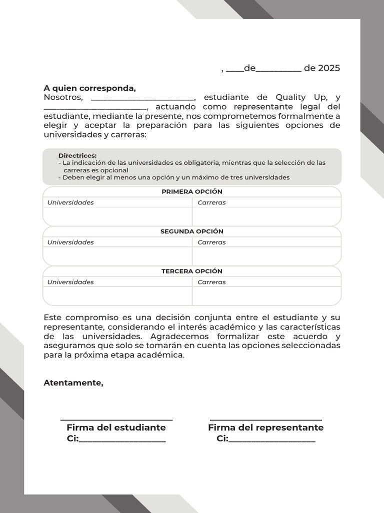 Compromiso de Elección Universitaria 2025 | PDF