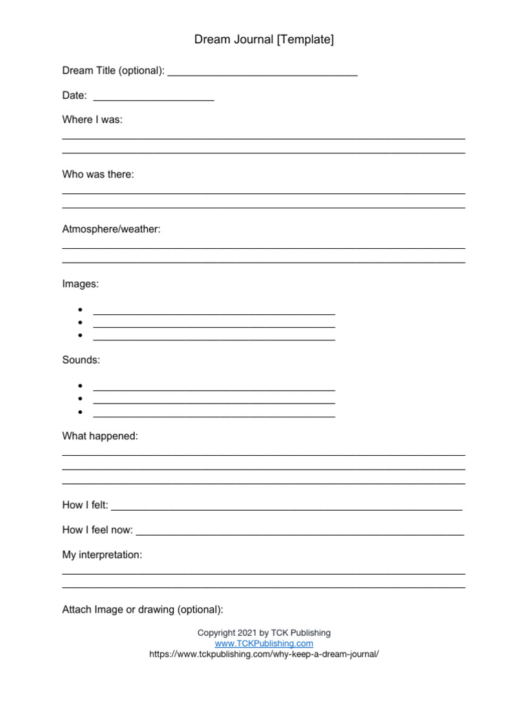 Dream Journal Template for Reflection | PDF