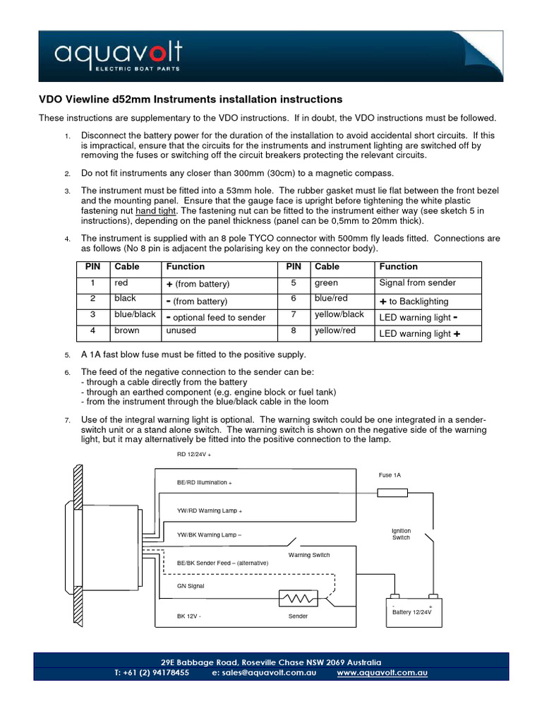 VDO Viewline 52mm Gauges Installation Instructions | PDF | Fuse