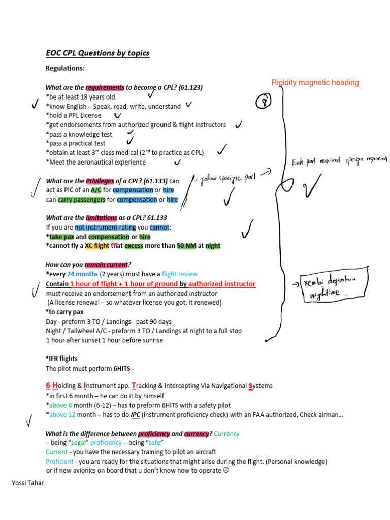 CPL Questions by Topics 6 | PDF | Flap (Aeronautics) | Visual Flight Rules