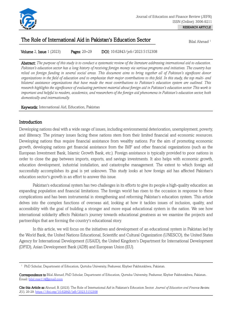 3+the+Role+of+International+Aid+ +Bilal+AHMAD | PDF | Aids | Asian ...