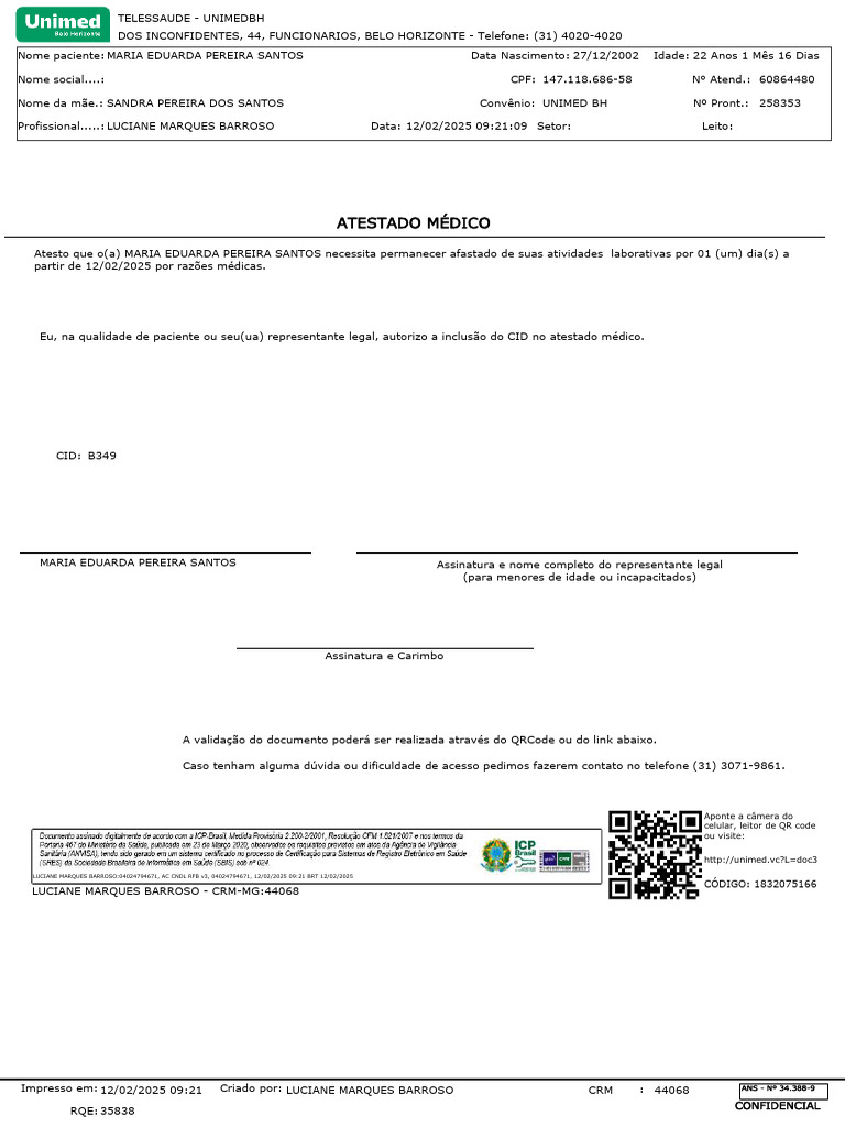 Atestado Médico CID B349 para COVID | PDF | Remédio | Medicina Clínica