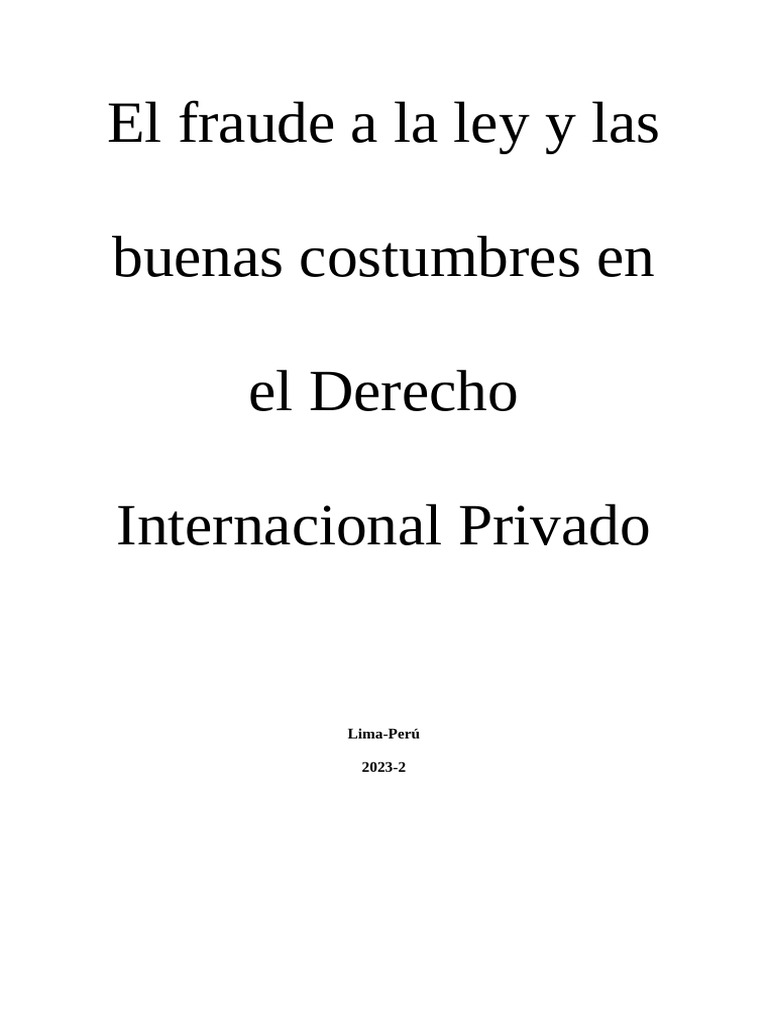 Fraude a la Ley en Derecho Internacional | PDF | Ley internacional ...