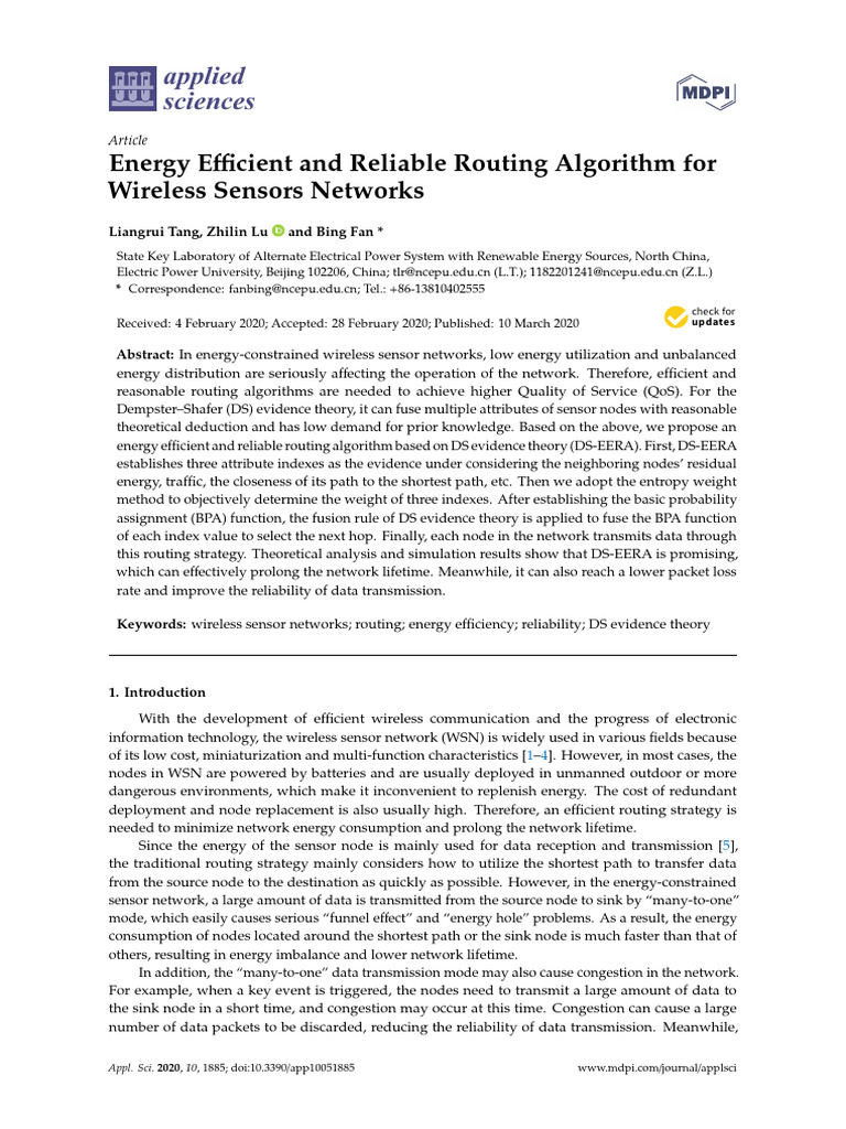 applsci-10-01885 | PDF | Routing | Wireless Sensor Network