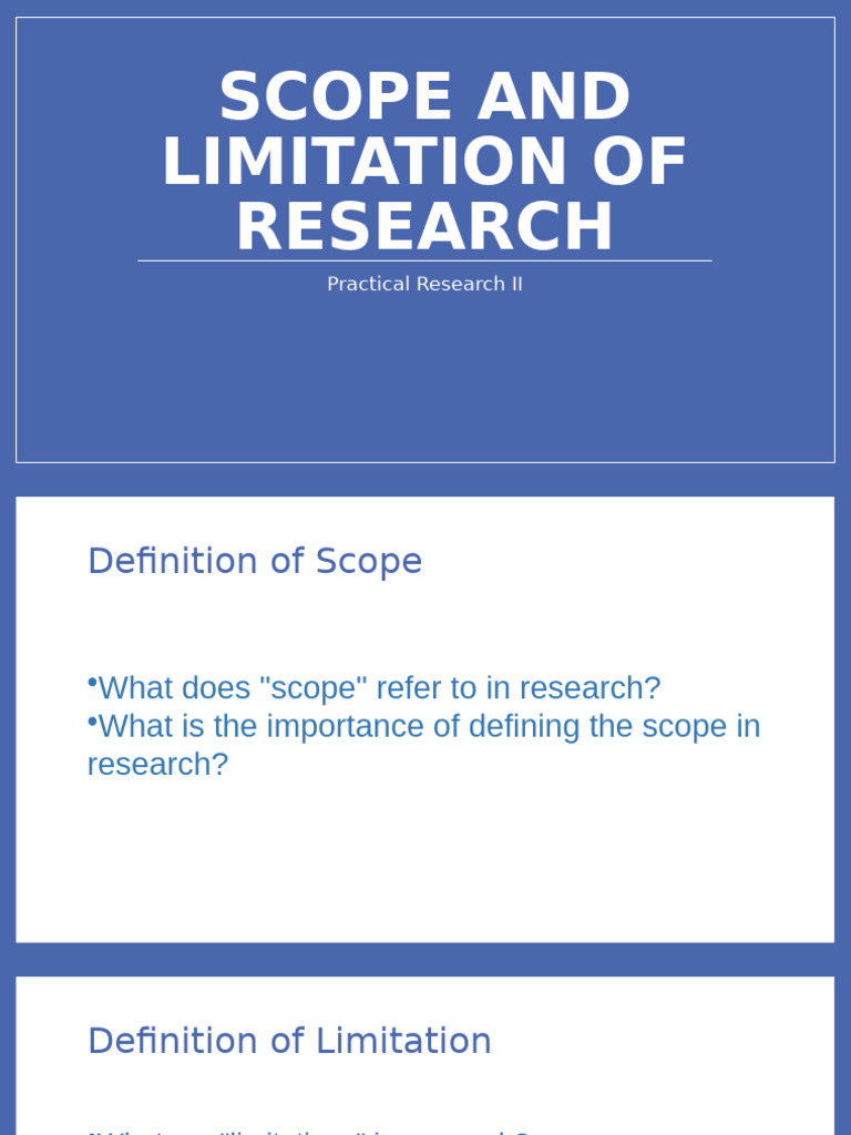 Scope and Limitation of Research | PDF | Scope (Computer Science ...