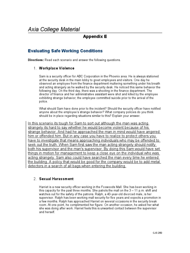 Cjs250 Appendix e | PDF | Substance Abuse | Security Guard