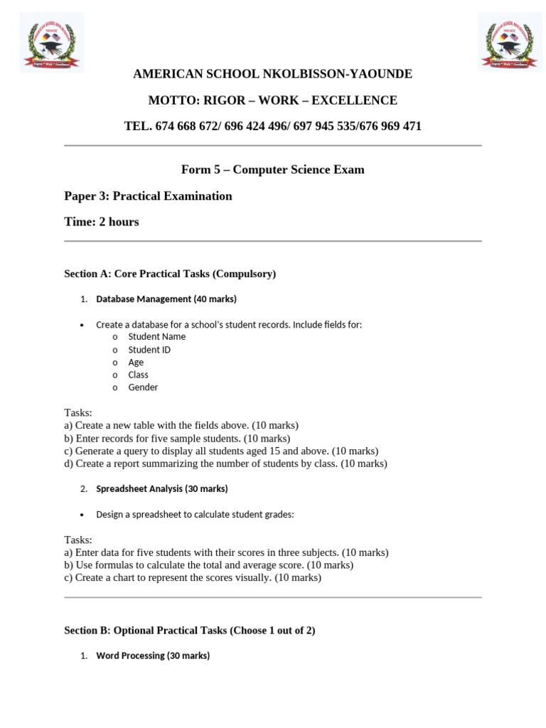 FORM 5 Paper 3 | PDF