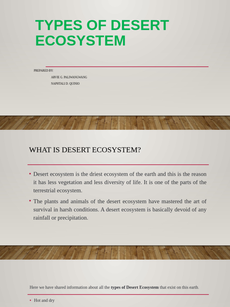 Types of Desert Ecosystem | PDF | Desert | Soil