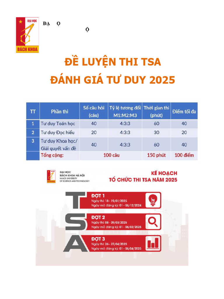 ĐỀ LUYỆN THI TSA 19 | PDF