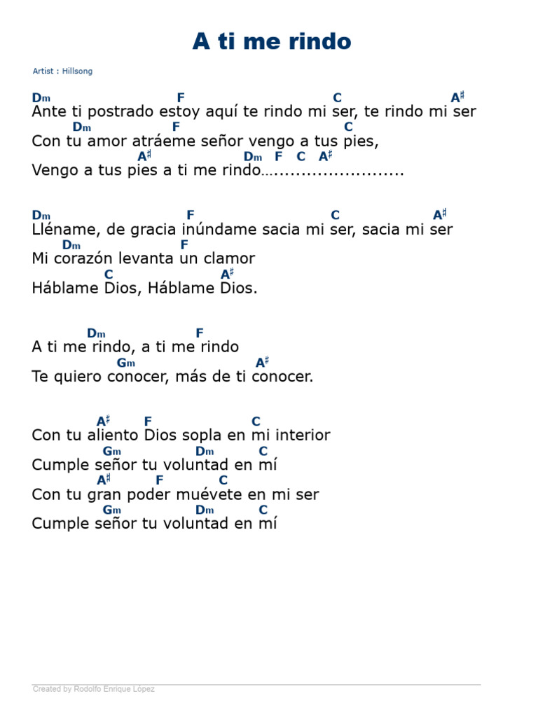 A Ti Me Rindo - Hillsong | PDF
