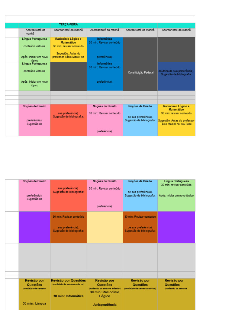Plano de Estudos Semanal para Direito | PDF | Esfera pública | Governo