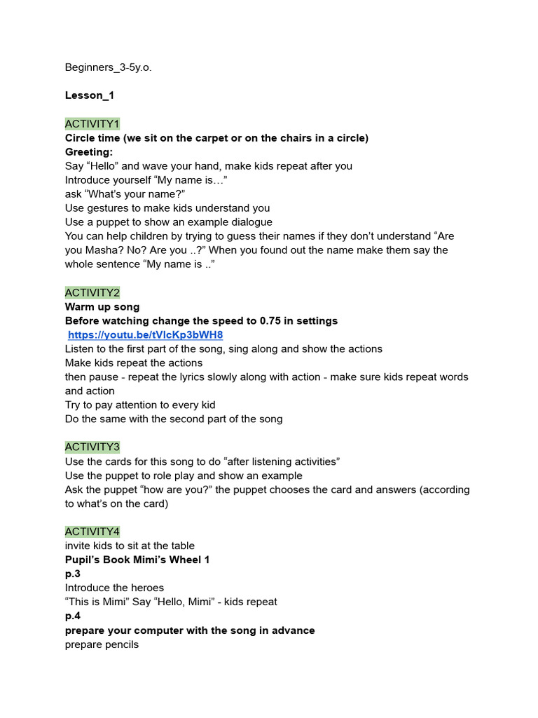 Engaging Activities for Kids 3-5 Years | PDF