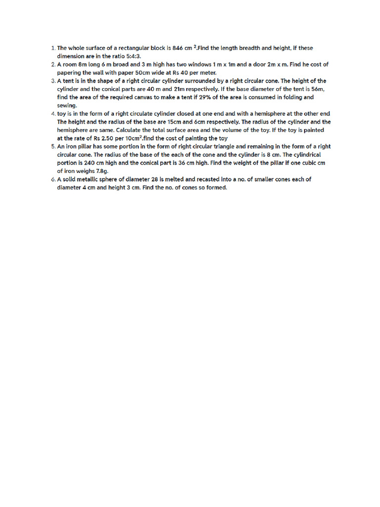 Surface Areas and Volumes Worksheet Day 3 | PDF