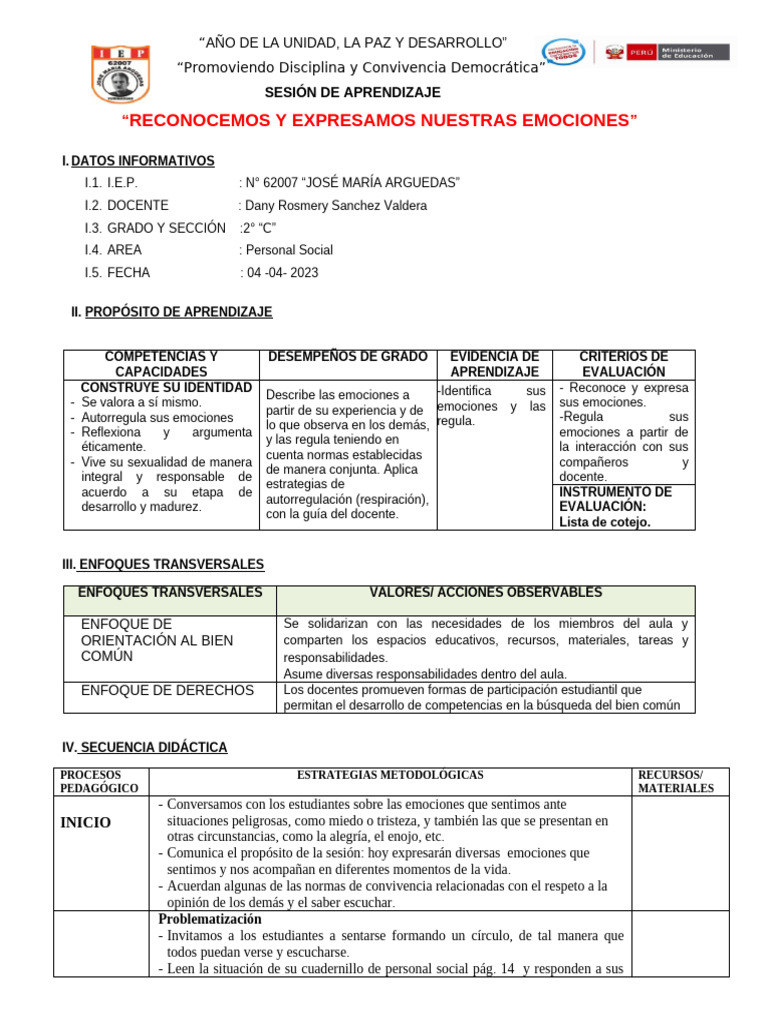 Reconocimiento y Expresión de Emociones | PDF | Las emociones | Evaluación