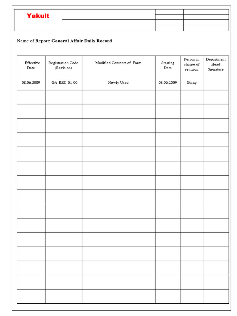 General Affairs Daily Records | PDF