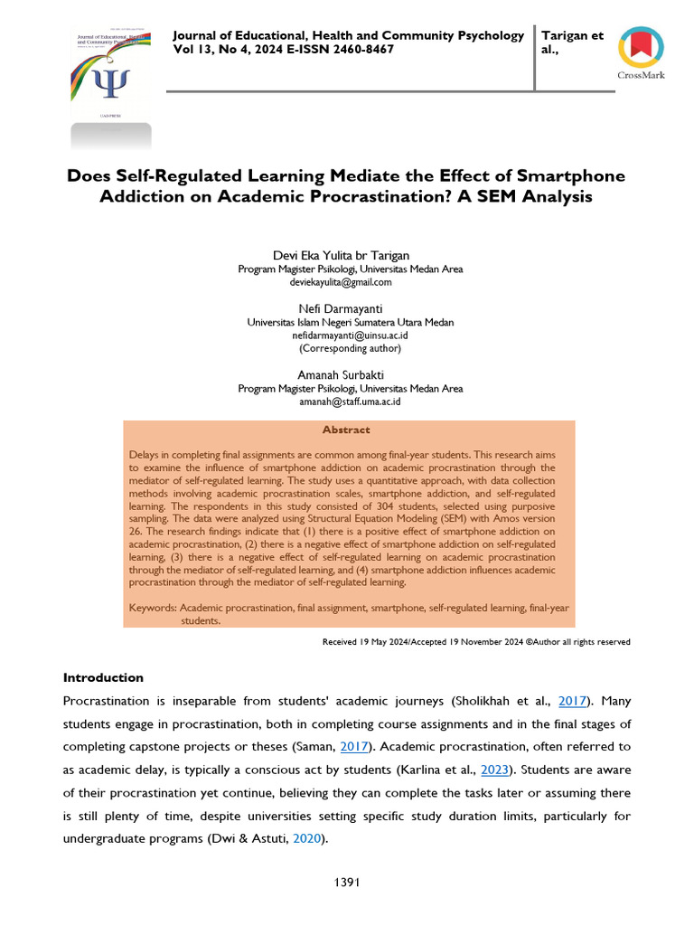 3 Does Self Regulated Learning Mediate The Effect of Smartphone123 ...