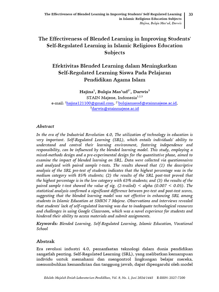 The Effectiveness of Blended Learning in Improving | PDF | Histogram ...