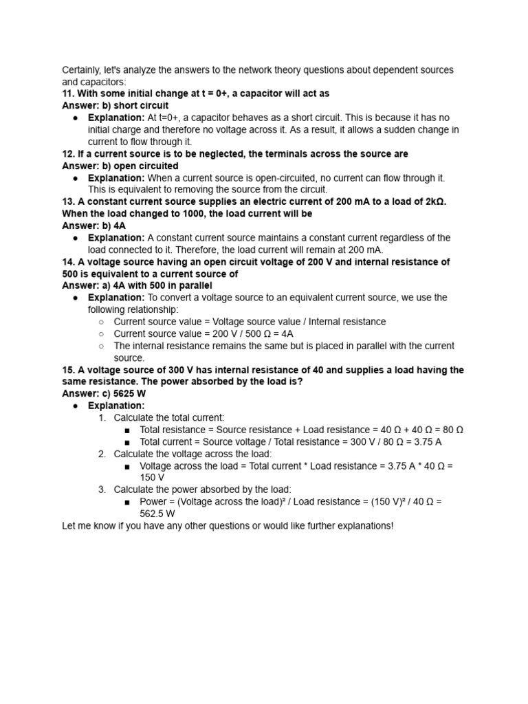Power Absorption in Voltage Sources | PDF