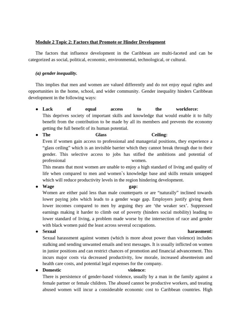 Gender Inequality and Caribbean Development | PDF | Poverty ...