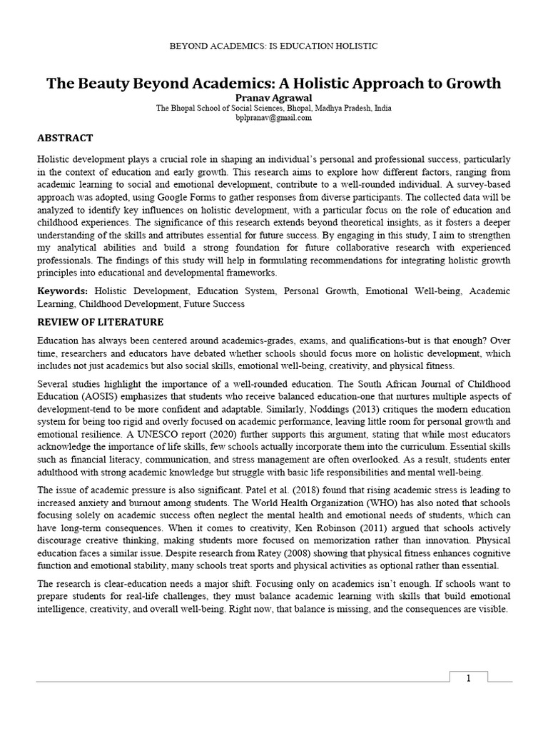Holistic Education: Beyond Academics | PDF | Creativity | Behavioural ...
