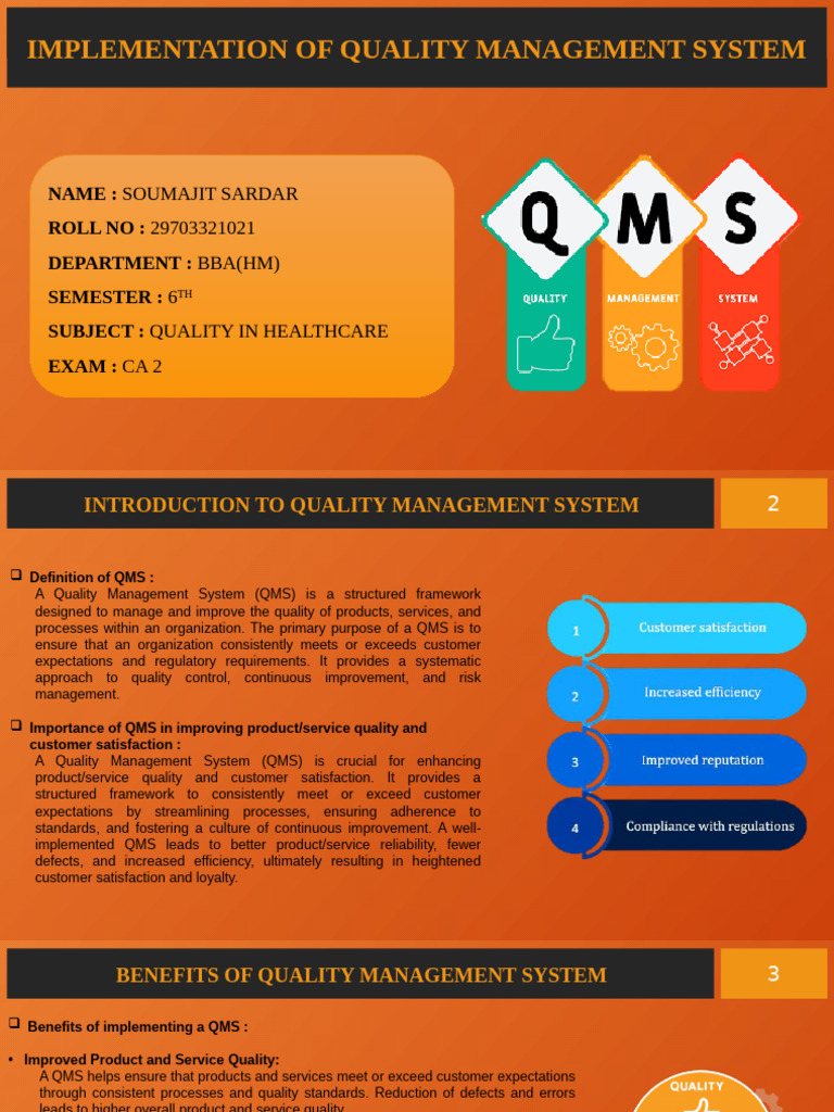 Implementation of Quality Management System: Soumajit Sardar ...