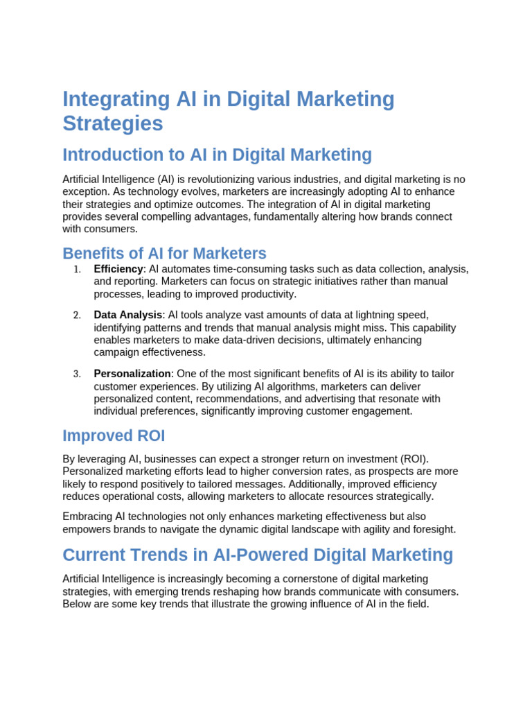 AI Integration in Digital Marketing Strategies | PDF | Artificial ...