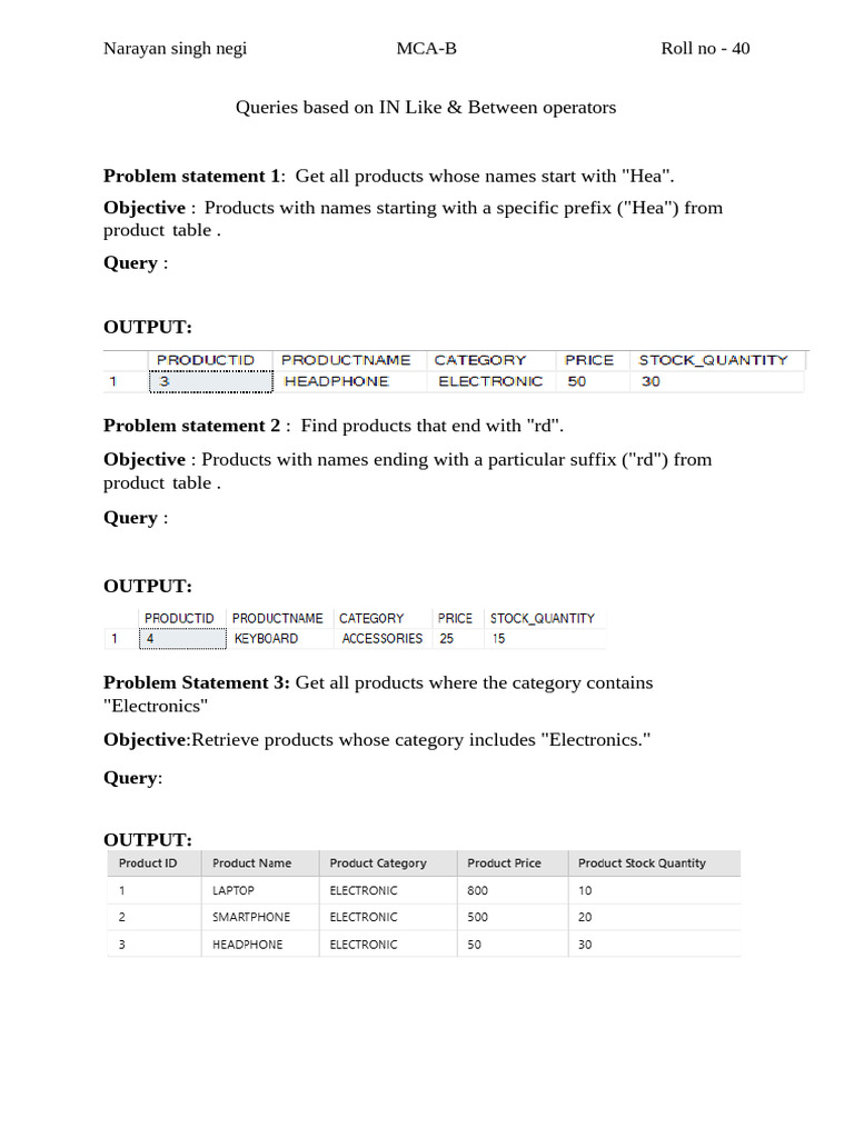 Queries Based on in Like Between | PDF | Information Retrieval | Computing