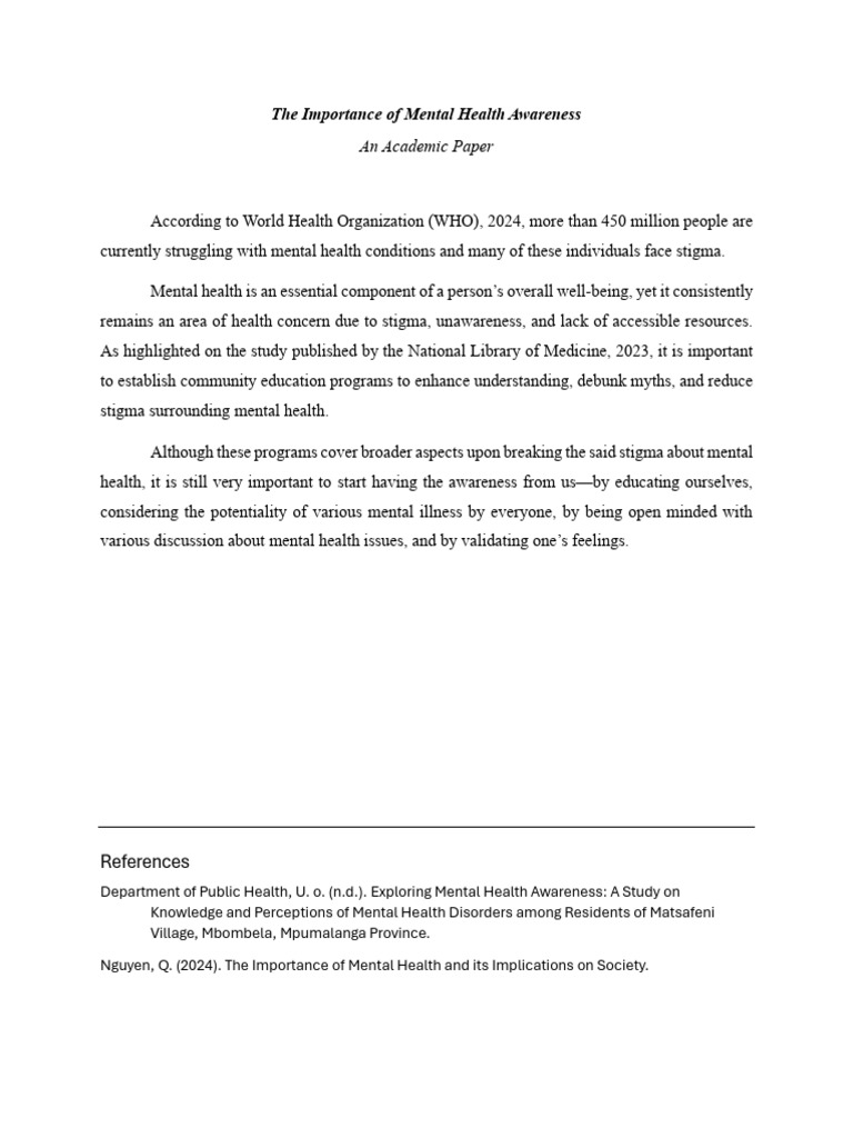 The Importance of Mental Health Awareness | PDF