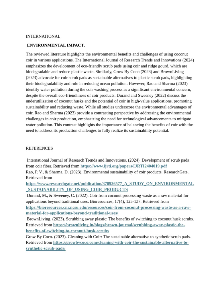 Coir's Environmental Impact and Uses | PDF | Natural Environment ...