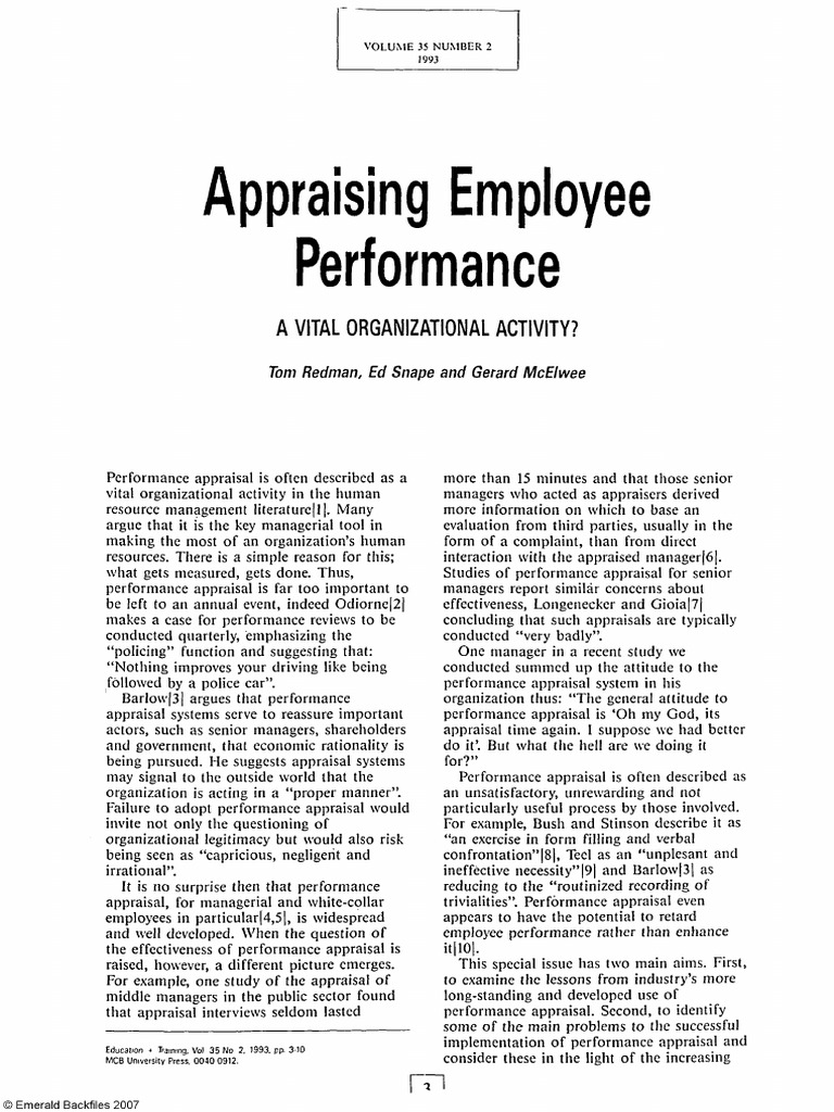 Employee Performance Appraisal Insights | PDF | Performance Appraisal ...