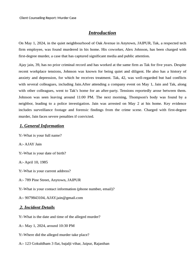 Client Counseling Report | PDF | Alimony | Child Support