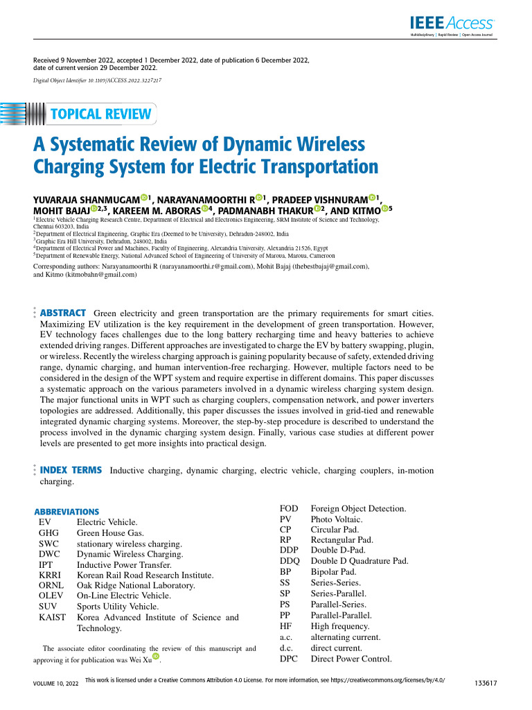 Systematic Review of Dynamic EV Charging | PDF | Inductor | Power Inverter