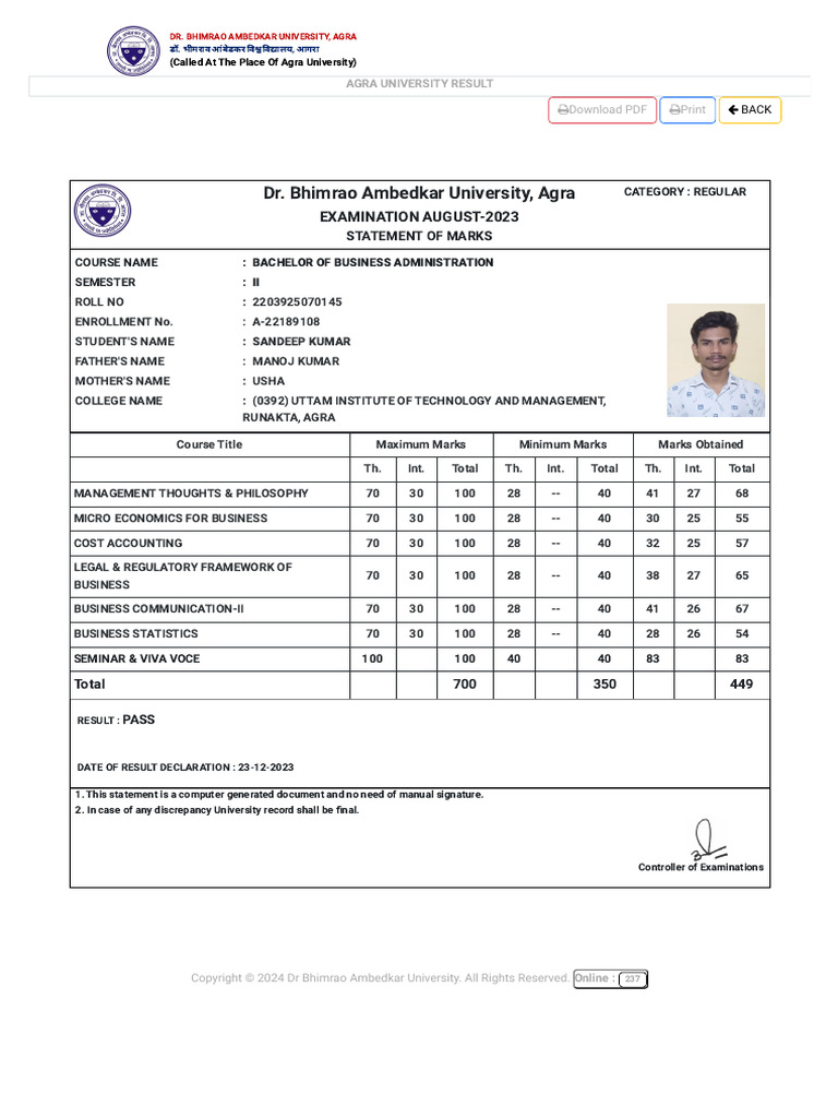 Sandeep Bba 2 ND Semester | PDF