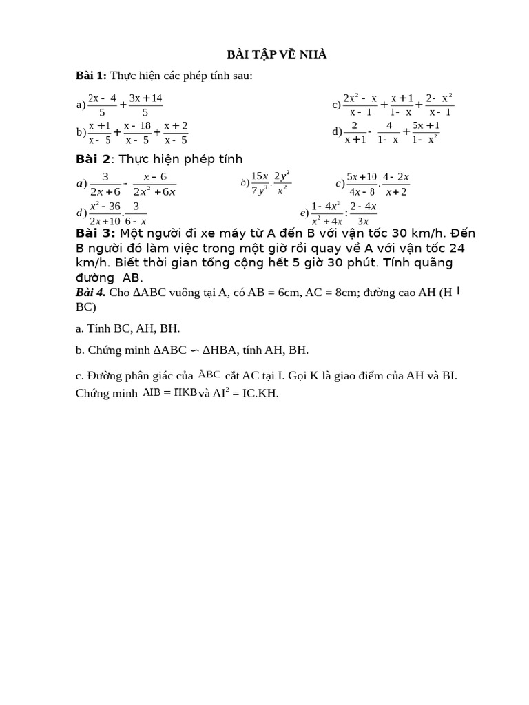 BÀI TẬP TOÁN 8 | PDF
