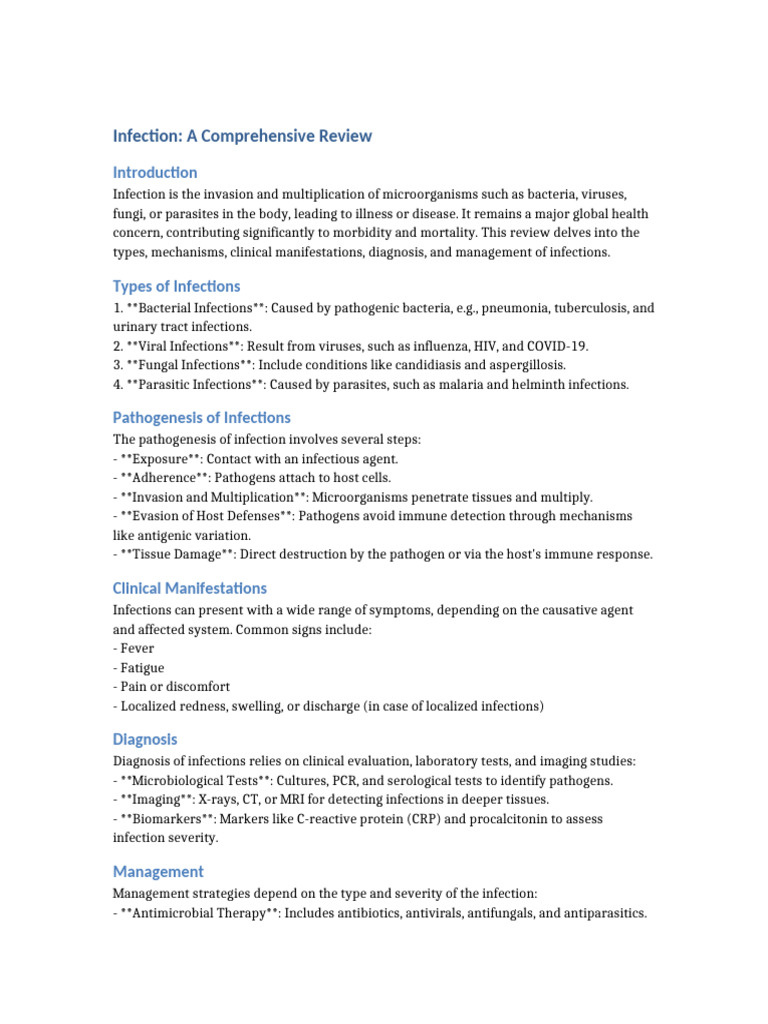Understanding Infections: Types & Management | PDF | Infection | Pathogen