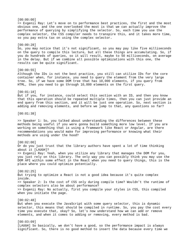 DOM Manipulation Performance Tips | PDF | Document Object Model | Web ...