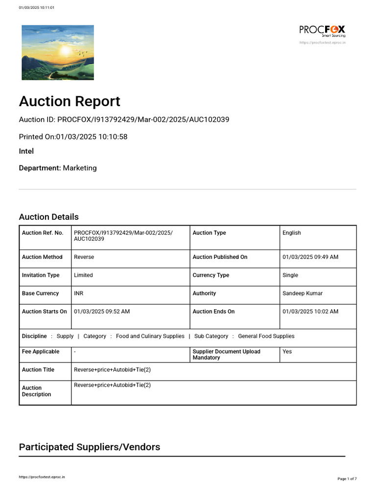 PROCFOX Auction Report - Mar 2025 | PDF | Auction | Financial Markets