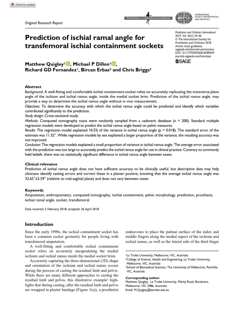 Predicting Ischial Ramus Angle in Prosthetics | PDF | Pelvis | Standard ...