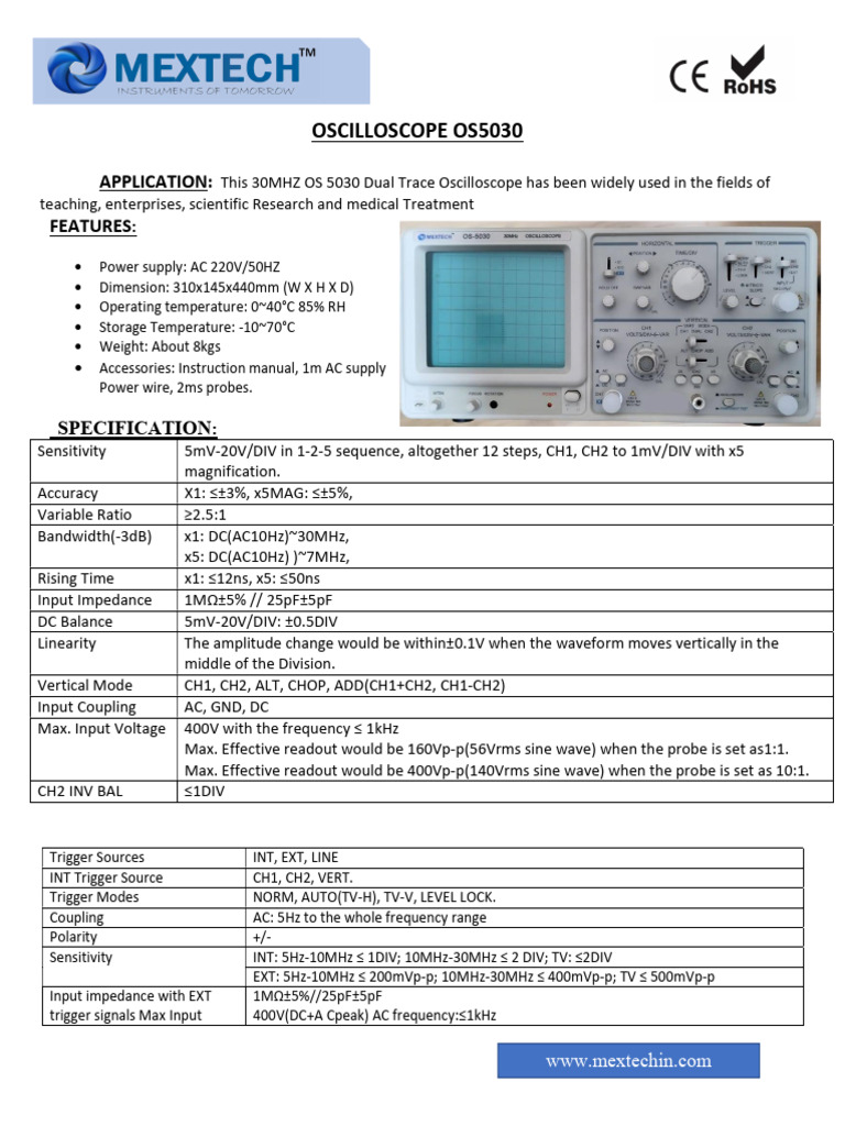 Oscilloscope OS5030 Specifications | PDF | Electronic Engineering ...