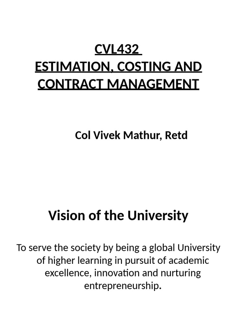 Estimation and Contract Management in Civil Engineering | PDF ...