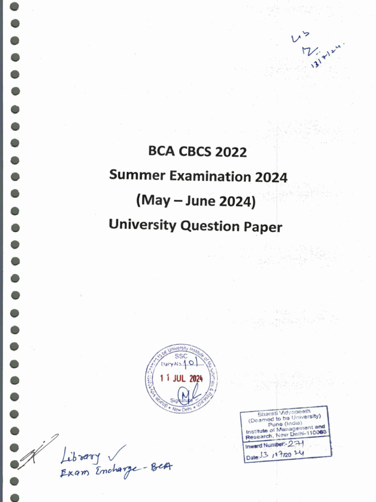 Bca Summer 2024 QP | PDF