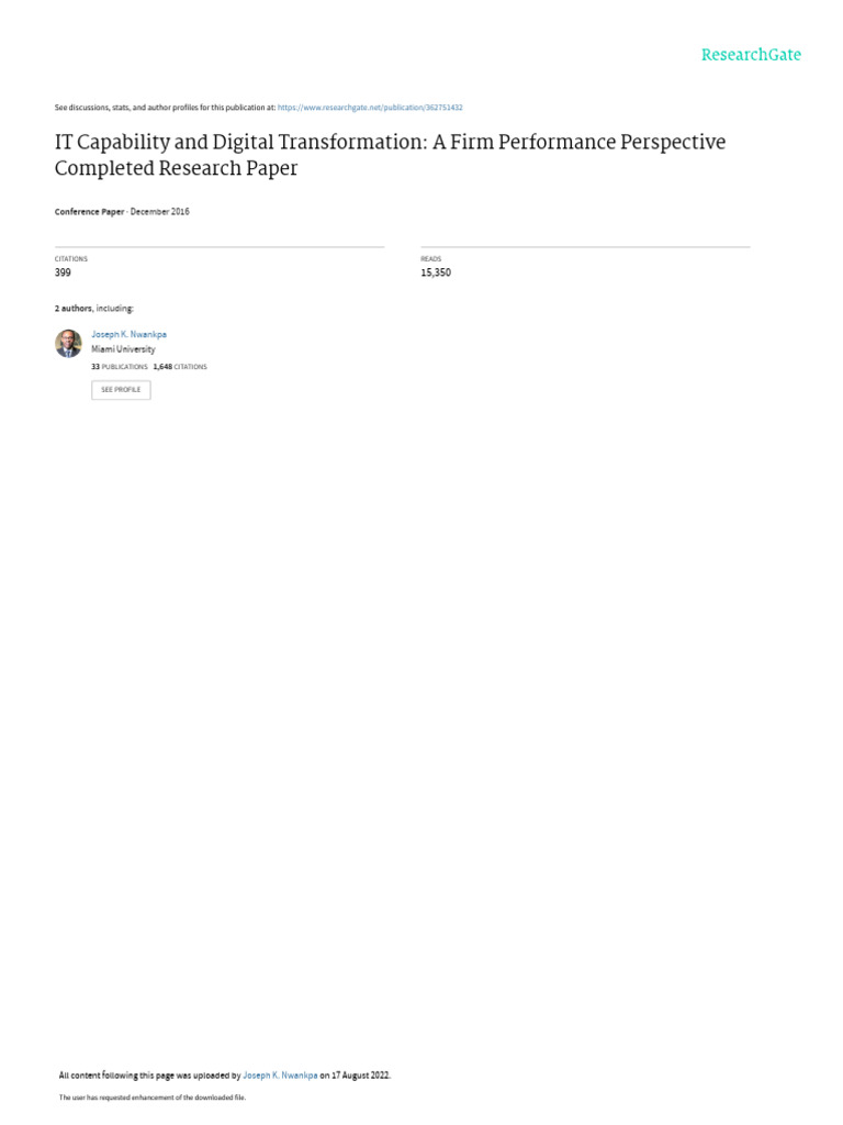 IT Capability & Digital Transformation Insights | PDF | Strategic ...